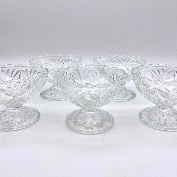 Vintage 1960s Anchor Hocking Pedestal Cups - Set of 5 Vintage Glass Cups - Picture 2 of 7